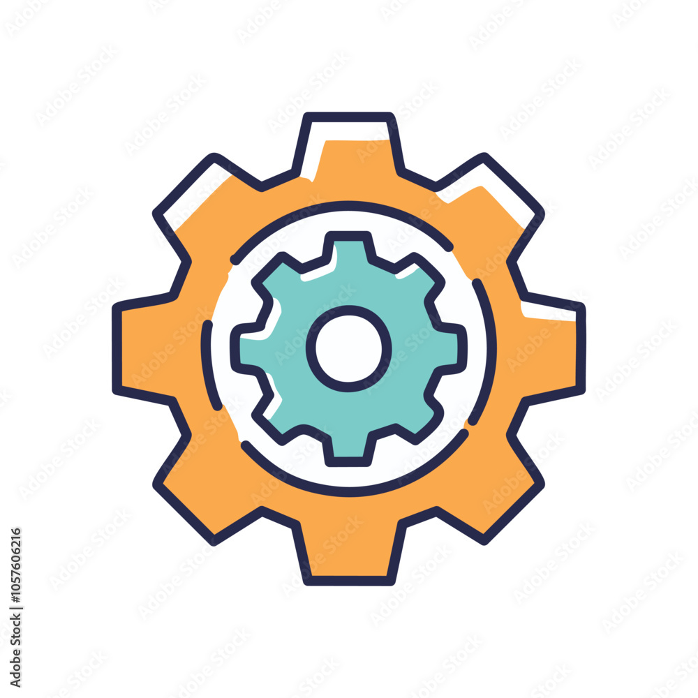 Aufkleber gears synergy process. interlocking gears symbolize teamwork, efficiency, and seamless workflow. a p