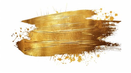 Gold shiny glowing rectangle frame with golden brush strokes isolated on white background. Golden luxury line border for invitation, card, sale, fashion, wedding, photo etc. Vector illustration,