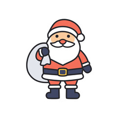 Santa claus gift bag. Jolly Santa carries a large gift sack, symbolizing Christmas generosity and festive joy.