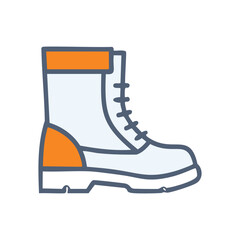 Sturdy lace-up boot. Durable footwear; symbolizes strength, journey, and adventure.  Perfect for hiking or work.