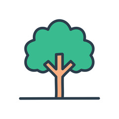 Simple green tree icon. Nature symbol, growth, environment.  Represents new beginnings and life.