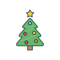 Festive christmas tree icon. Simple Christmas tree illustration, perfect for holiday designs.  Symbolizes joy, celebration, and winter spirit.