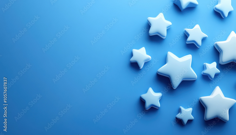 Aufkleber blue background with various sized white stars scattered across, creating a whimsical and dreamy atm