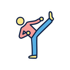 Karate high kick action. Dynamic illustration of a powerful karate kick, symbolizing strength and self-defense.