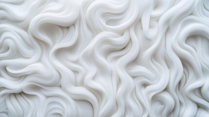 Obraz premium Abstract white flowing texture with smooth, curving patterns resembling waves or strands in a seamless surface, emphasizing fluidity and softness.