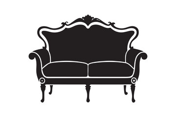 Sofa set Silhouette vector  illustration, Sofa Set Silhouette