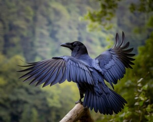 raven-with-a-side-view-full-body