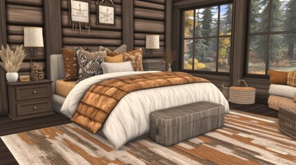 Cozy Rustic Bedroom with Warm Earthy Tones