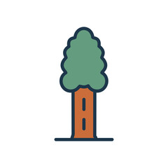 Redwood tree icon. Tall evergreen tree graphic; symbolizes strength, longevity, nature
