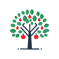 Apple tree growth abundance. Lush apple tree symbolizes growth, prosperity, and the rewards of nurturing.  Nature's bounty.