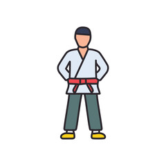 Karate kid red belt. Young martial artist, discipline, focus,  red belt signifies achievement.  Dedication to training.