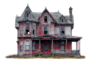 PNG Haunted house architecture building deterioration.
