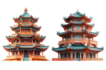Naklejka premium Traditional East Asian Pagoda Architecture Design