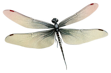 PNG Oriental toile art style with stunning dragonfly in landscape outdoors red invertebrate.