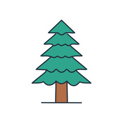 Evergreen tree icon. Simple green pine tree illustration, symbolizes nature, growth, and Christmas.