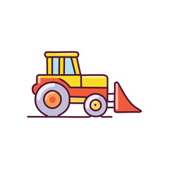 Farm tractor with plow. Yellow tractor plowing field, symbolizes progress, growth, and hard work.  A powerful image of agricultural machinery.