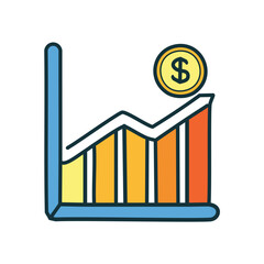 Financial growth chart. Rising profits, increasing revenue.  Illustrates financial success and upward trend.