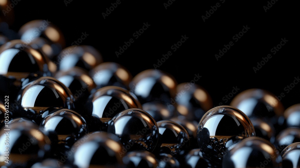 Poster close up view of black hexagonal tiles arranged on a surface in a modern design concept