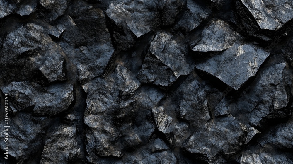 Poster dense composition of dark rocks creating an abstract and textured natural background, ideal for desi
