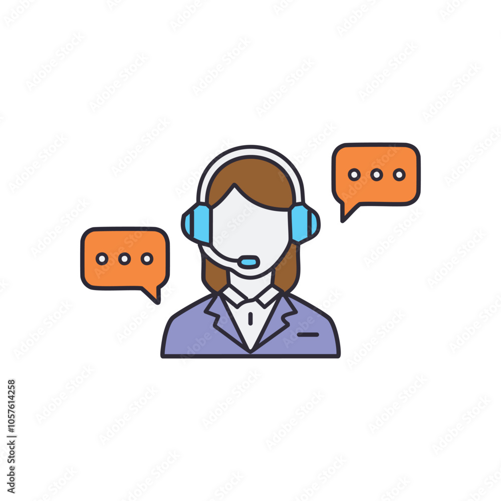 Poster customer service agent icon. helpful support agent ready to assist. symbolizes efficient communicati