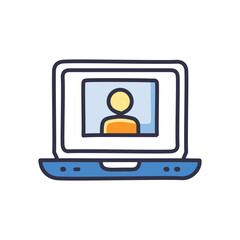 Online profile laptop display. Laptop screen shows a user profile, symbolizing online identity and connection. Modern digital communication.