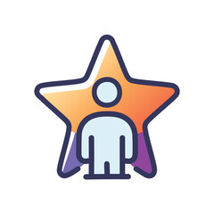 Star person achievement icon. Success symbol, celebrating top performer, award winner,  excellence concept.