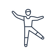 Active person exercise icon. Dynamic figure depicts fitness, movement, and wellbeing.  Symbolizes energy and vitality.