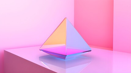 Fototapeta premium Abstract Geometric Shapes in Pink and Blue Neon Light