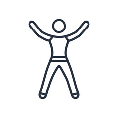Happy jumping person icon. Joyful person jumping, celebrating success, freedom, and achieving goals.  Positive energy.