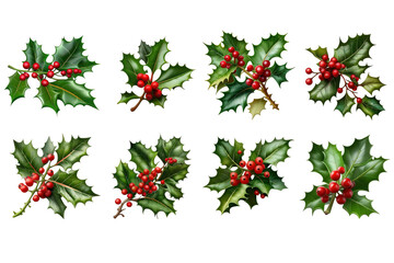 Festive Holly Leaf and Berry Set