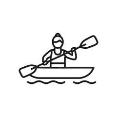 Kayaking woman paddle boat. Solo female kayaker enjoys peaceful waters, symbolizing freedom and adventure.
