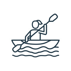 Kayak adventure on water. Woman kayaking, enjoying a peaceful paddle. Symbolizes freedom, exploration.