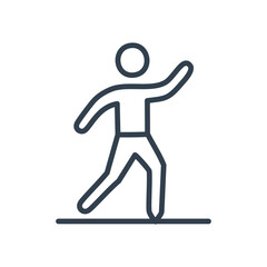 Walking person icon. Simple line drawing of a person walking, symbolizing progress, movement, and journey.