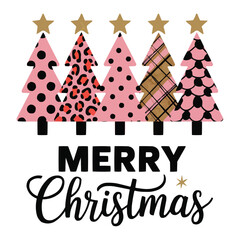Christmas tshirt design featuring stylized Christmas trees