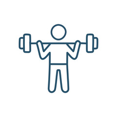 Weightlifting strength icon. Fitness symbol, power,  lifting barbell.  Represents dedication and achievement.