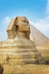 Side view of The Great Sphinx of Giza, Cairo, Egypt