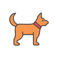 Friendly orange dog icon. Cute canine illustration, symbol of loyalty and companionship. Perfect for pet-related designs.