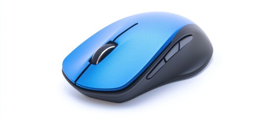 Modern Blue Wireless Mouse Isolated On White Background Computer Accessories Peripherals