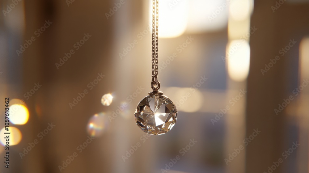 Poster sparkling crystal pendant with bokeh background
