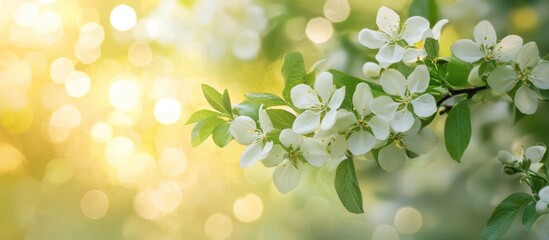 Small White Flowers Blurry Background Fruit Tree Blossom