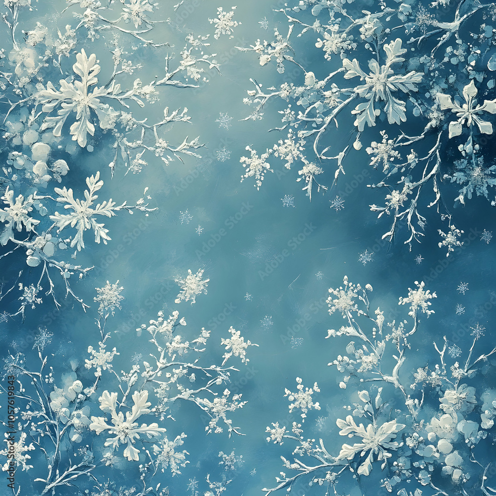 Poster intricate snowflake patterns creating a magical winter scene with delicate details and ethereal beau