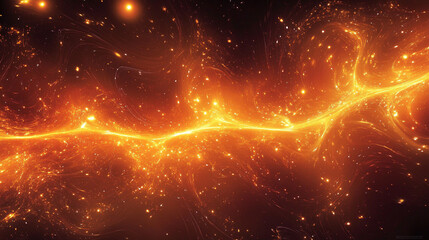 Obraz premium Abstract Orange and Yellow Energy Burst with Sparkles