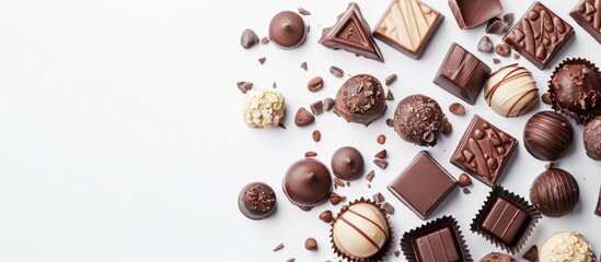 Pieces Of Chocolates On White