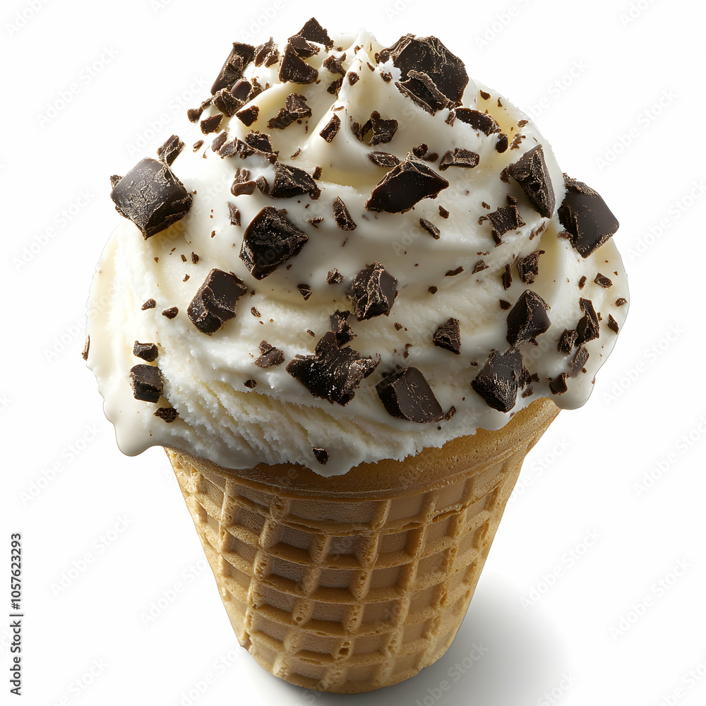 Poster delicious cookies and cream ice cream cone with visible texture against a soft background