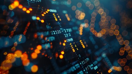 Abstract background showing a digital data stream flowing through cyberspace, with a beautiful bokeh effect. This image evokes concepts such as big data, technology, and the future