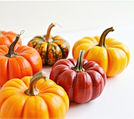 Fototapeta premium pumpkins different vegetables on white background