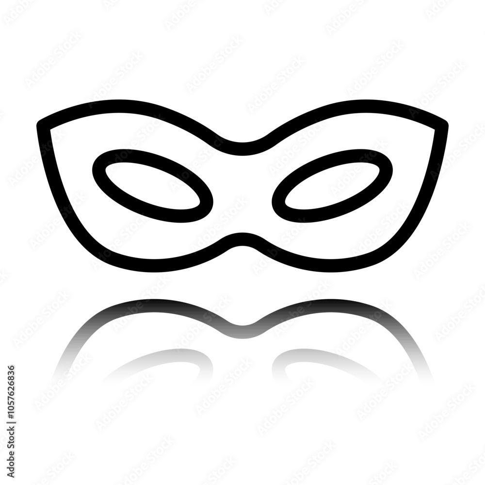 Poster mask simple icon. flat design. black icon with mirror reflection. white background