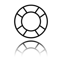 Lifebuoy simple icon. Flat design. Black icon with mirror reflection. White background