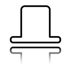 Hat simple icon. Flat design. Black icon with mirror reflection. White background