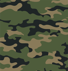 Modern camouflage background vector seamless print, repeat texture, army classic pattern
